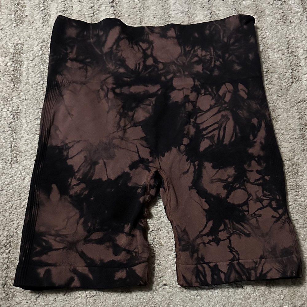 Shein Mocha Brown Tie Dye Biker Shorts